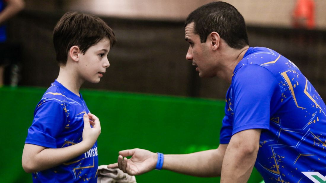 Lucas Giani e seu treinador Danilo Muniz