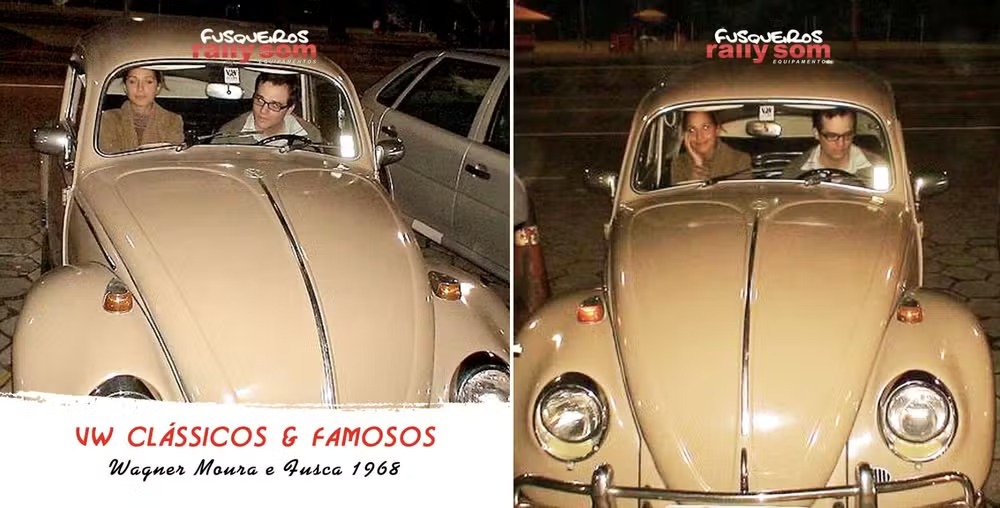 Wagner Moura e Camila Pitanga, no fusquinha do ator, em 2007 