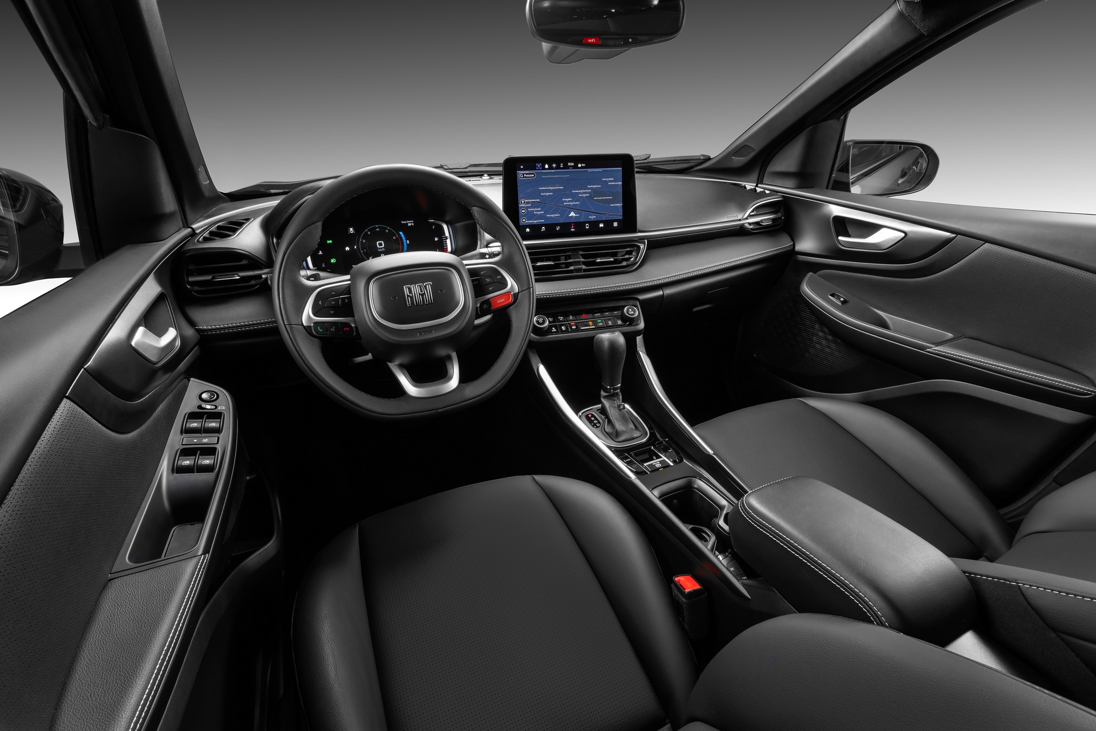 Fastback 2026 mantém a central multimídia de 10,1 polegadas a aprtir da versão Audace e o cluster full digital de 7 polegadas a partir da Impetus