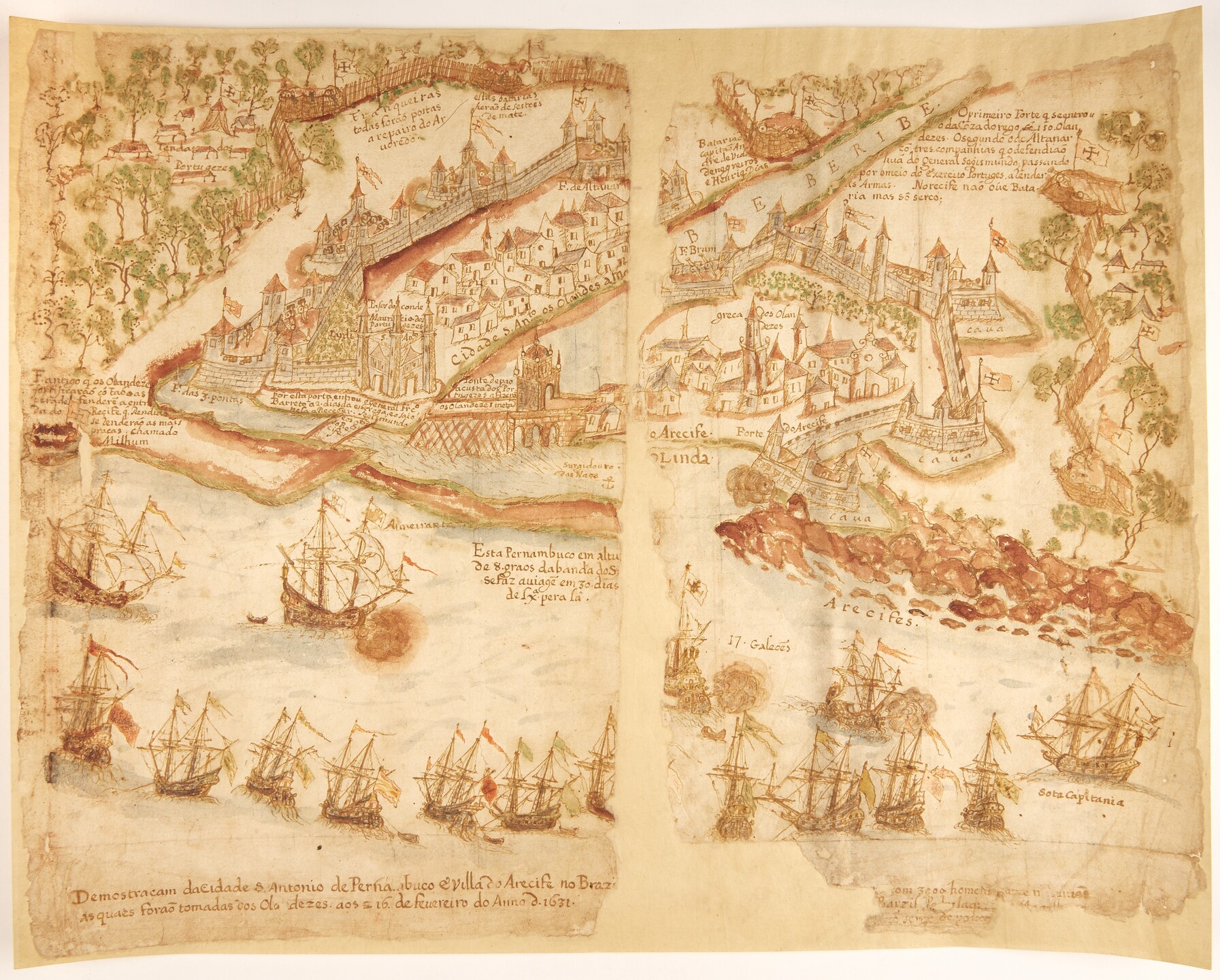 Mapa mostra como ocorreu o cerco aos holandeses no Recife