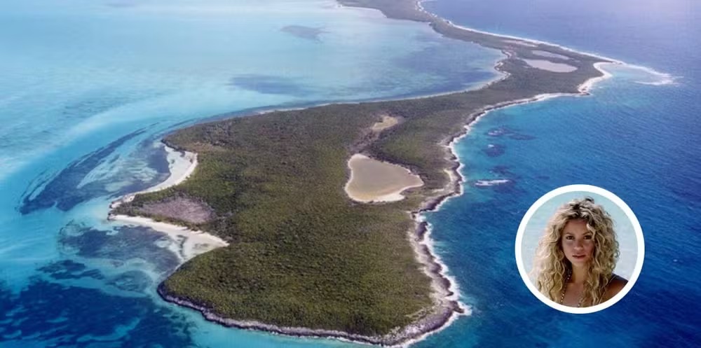 Imagem aérea da ilha de Shakira nas Bahamas 