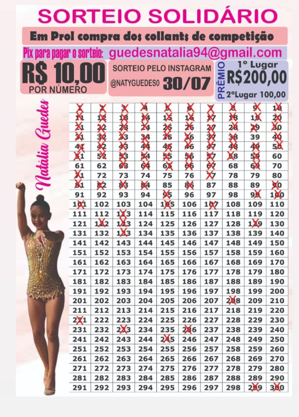 Rifa Solidária da atleta Natália Guedes, que participará do Campeonato Brasileiro de Ginástica Rítmica 