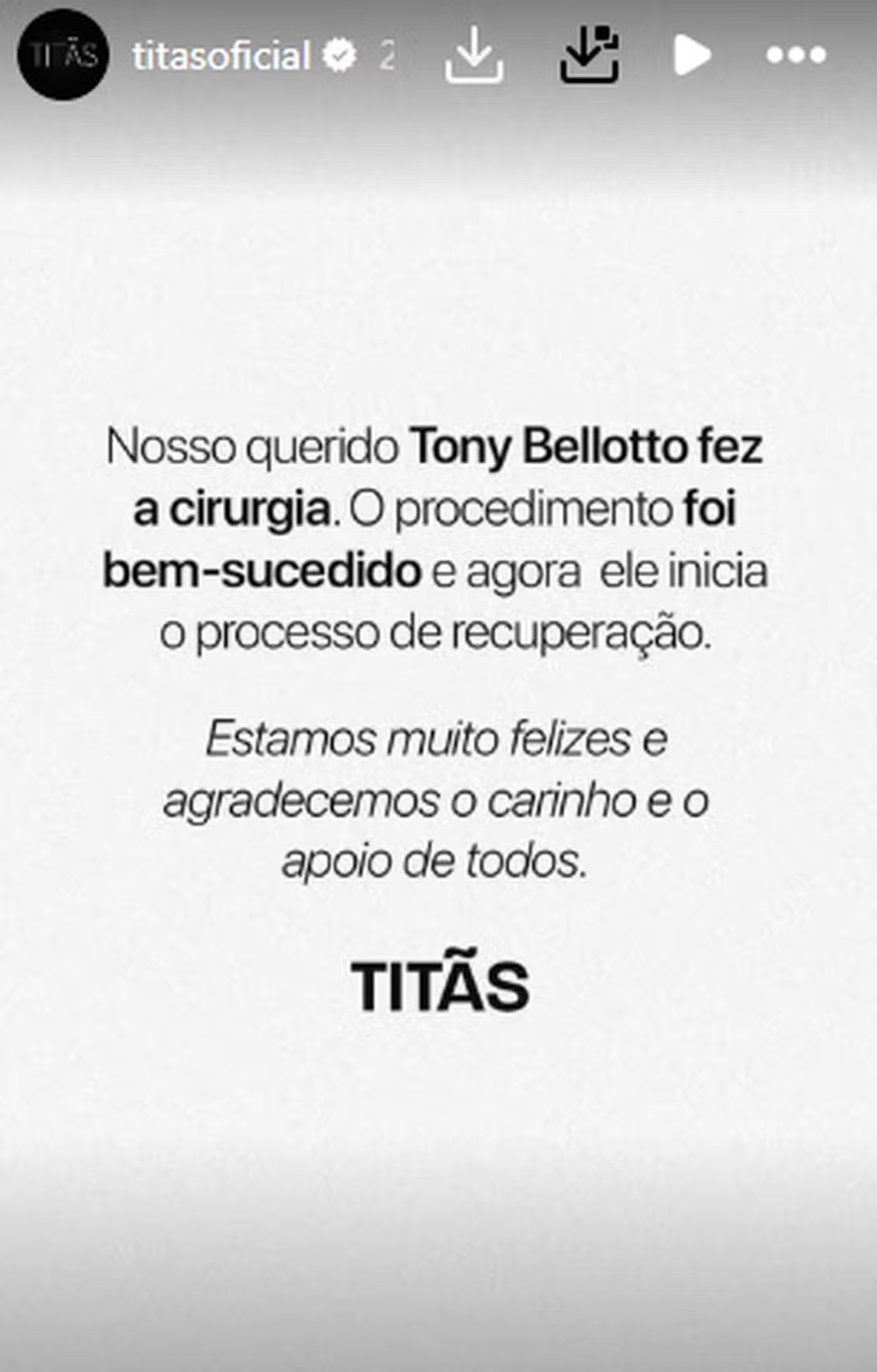Nota oficial sobre Tony Boletto 