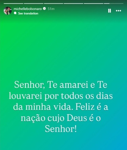 Nova publicação de de Michelle Bolsonaro