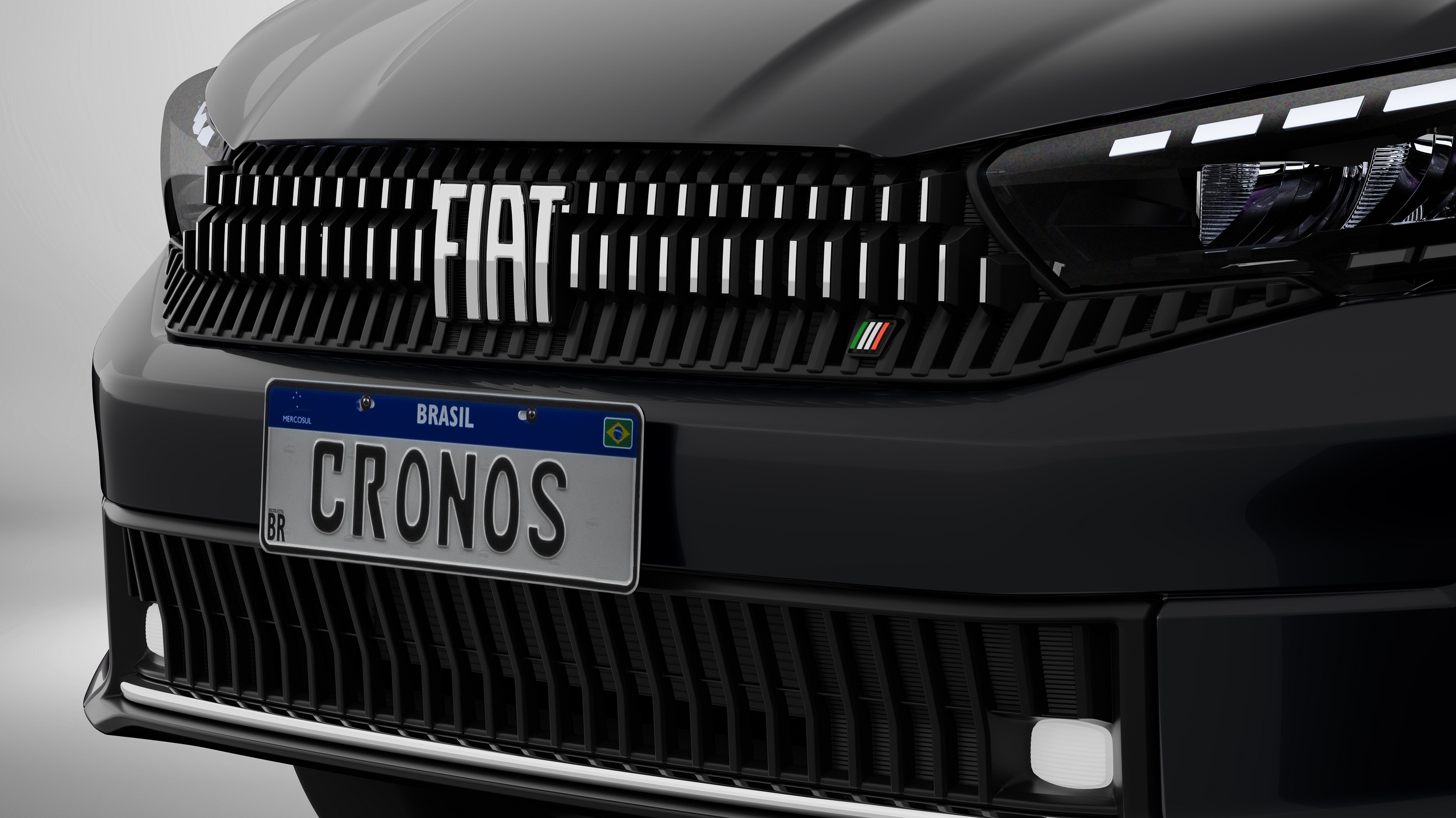 Frente do Cronos 2026 com grade redesenhada e faróis full LED. 