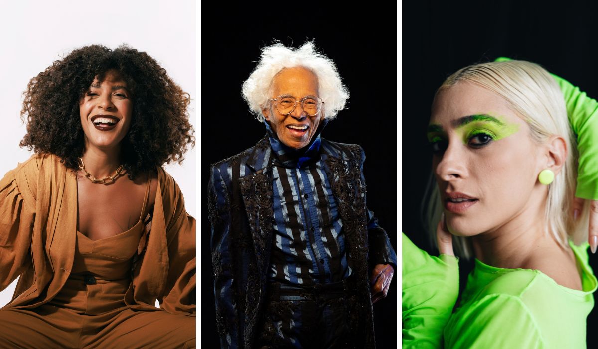 Josyara (esq.), Cátia de França (centro) e Juliana Linhares (dir.)