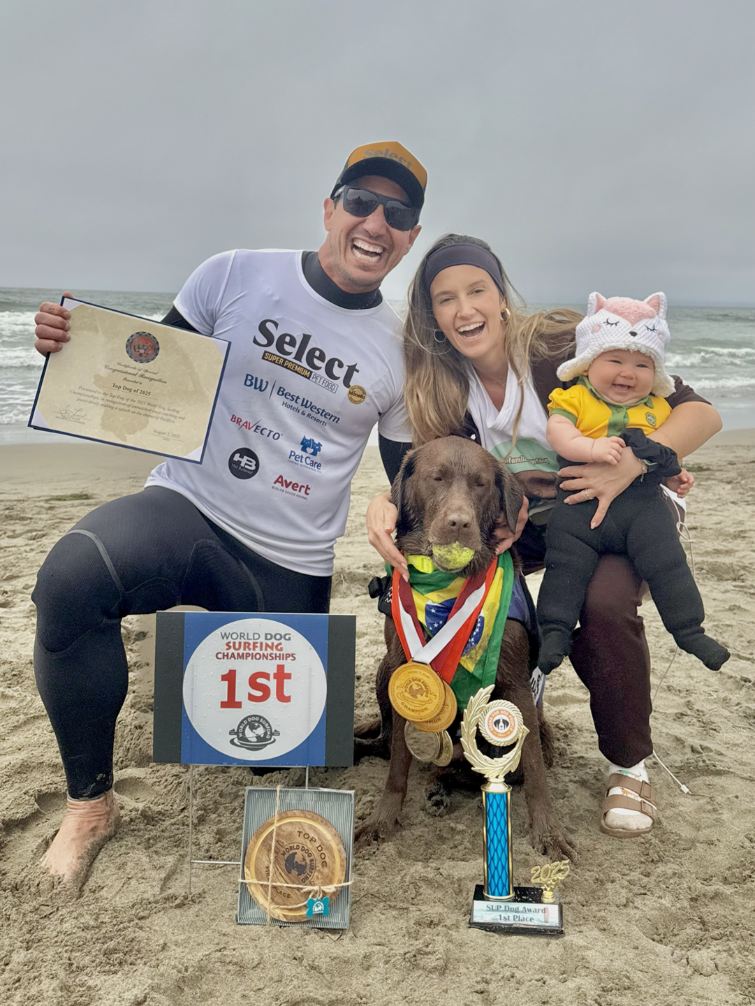 A família inteira acompanha as conquistas de Cacau - Família Surf Dog/Divulgação