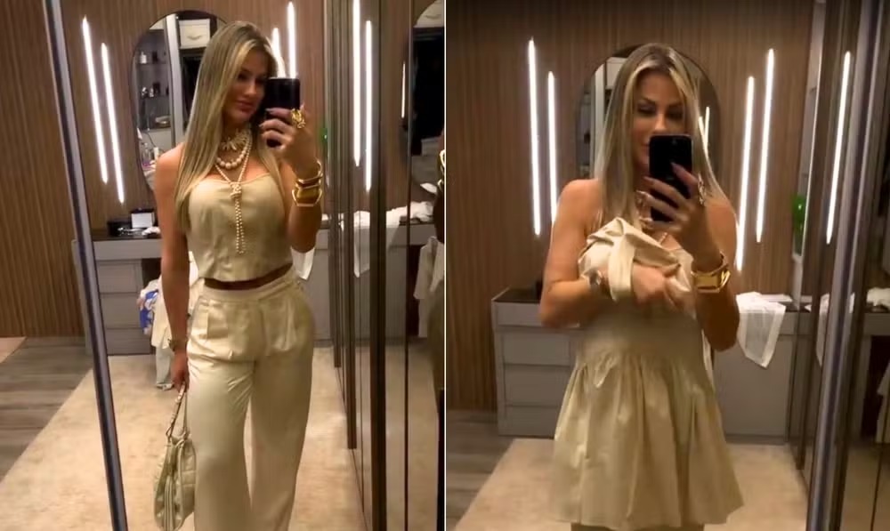 Mulher de Eduardo Costa, a influencer Mariana Polastreli mostra o 'vestido da discórdia' 