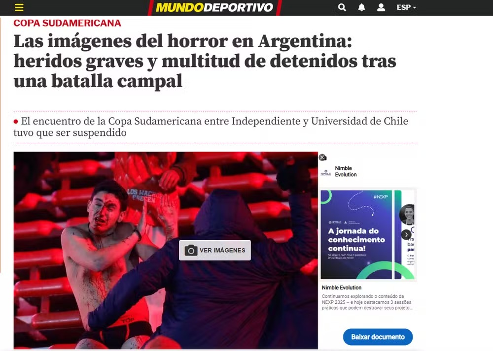 Mundo Deportivo repercute confusão em Independiente x Universidad de Chile 