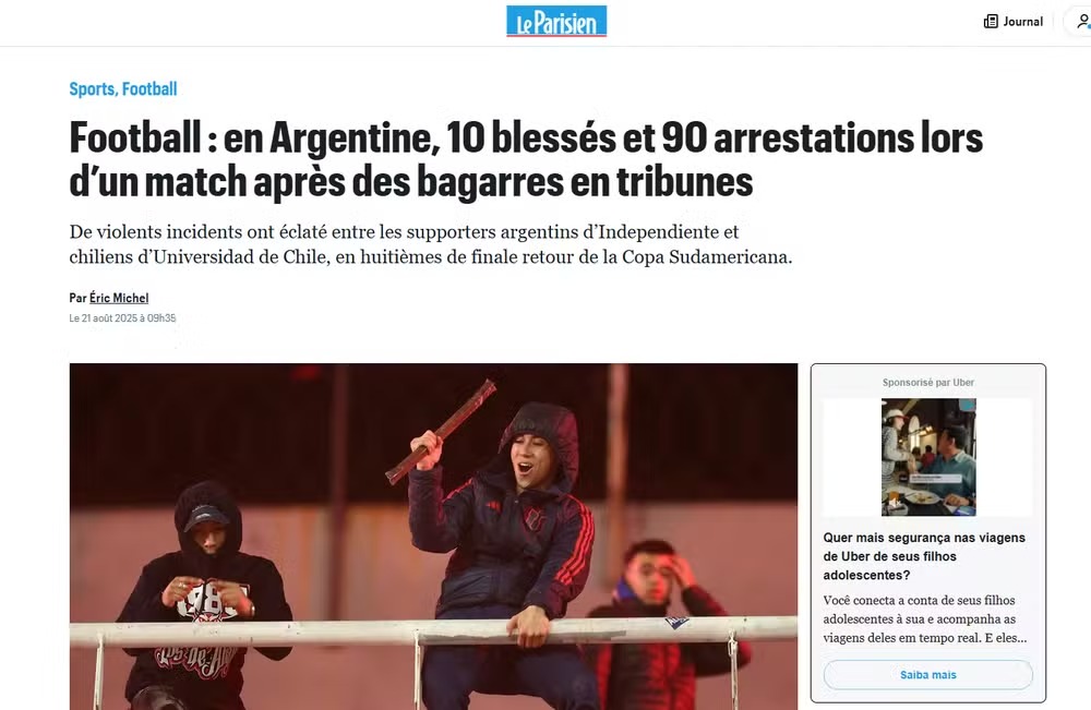Le Parisien repercute confusão em Independiente x Universidad de Chile 