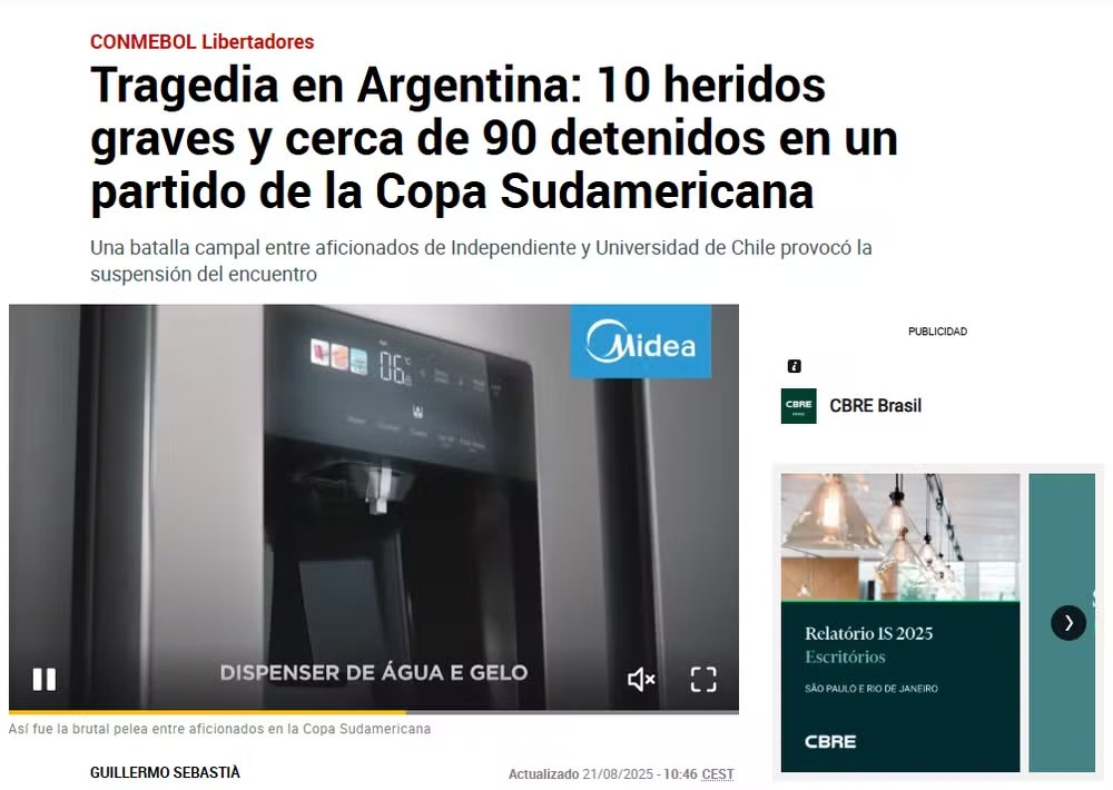 Marca repercute confusão em Independiente x Universidad de Chile 