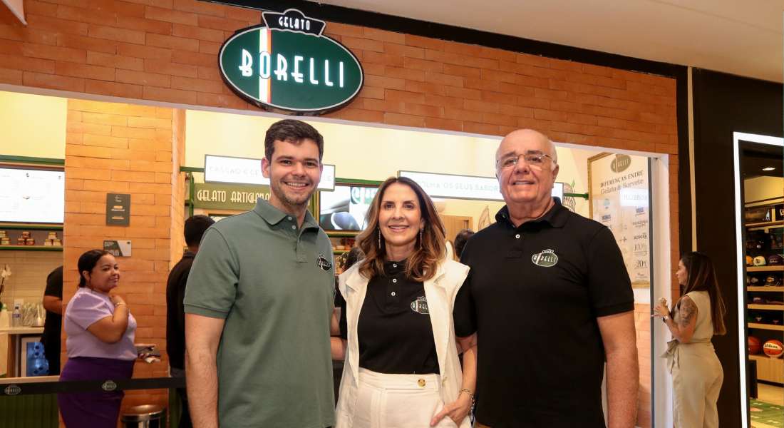 Alexandre Albuquerque, Andrea Farias e Fábio Farias comandam a Gelato Borelli do Shopping Recife