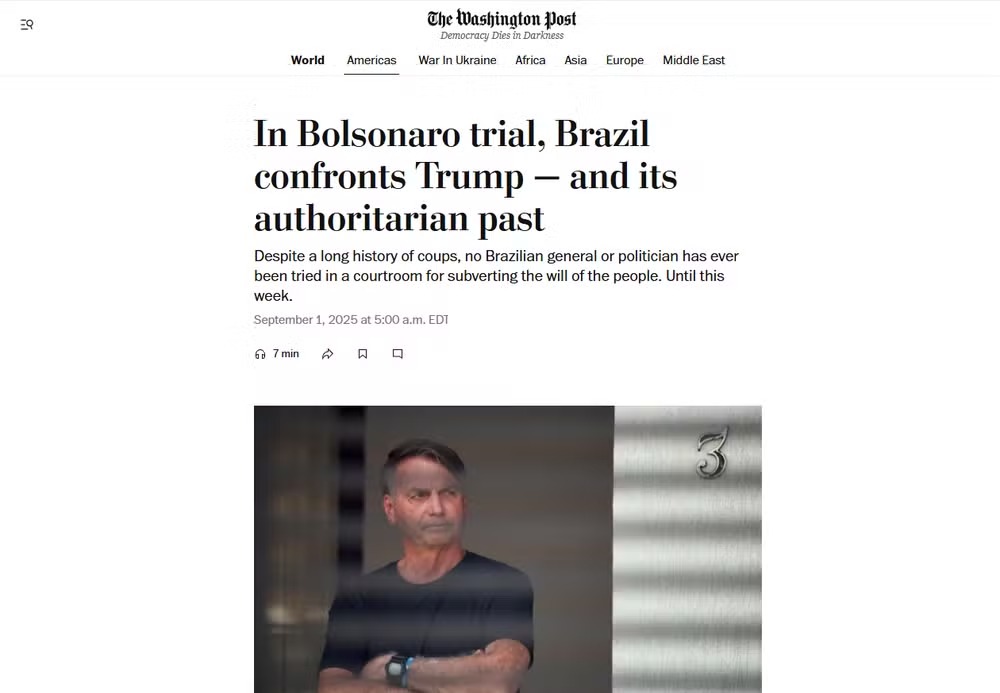 O jornal americano repercutiu o início do julgamento de Bolsonaro 