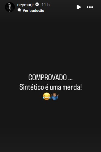 Postagem de Neymar sobre o gramado da Arena MRV