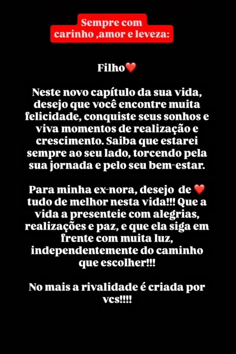 Poliana Rocha publica mensagem com recado para ex-nora Virginia