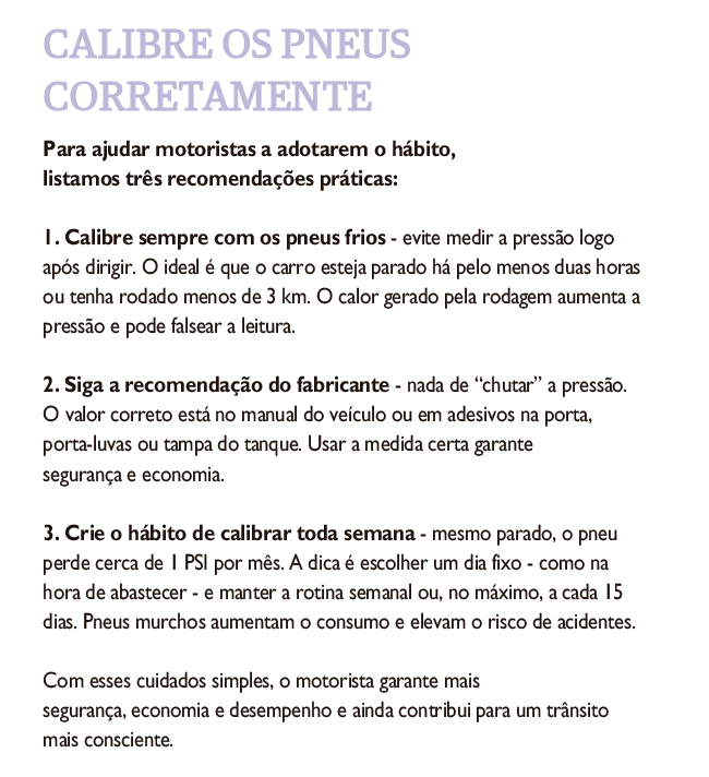Calibragem pneus