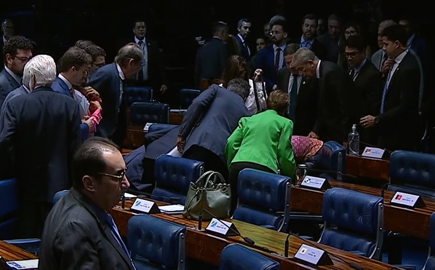 TV Senado registrou momento em que senadores ajudaram Teresa leitão após a queda