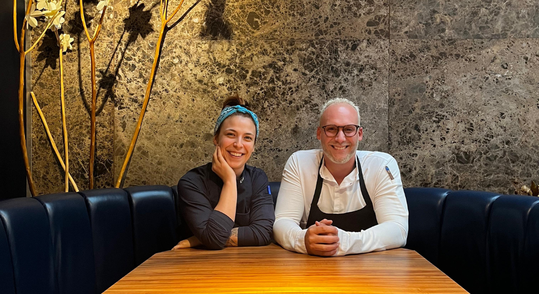 Chef Bianca Mirabili e Luiz Filipe, do Evvai, em São Paulo