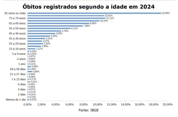 Mortes por grupo etário em Pernambuco em 2024
